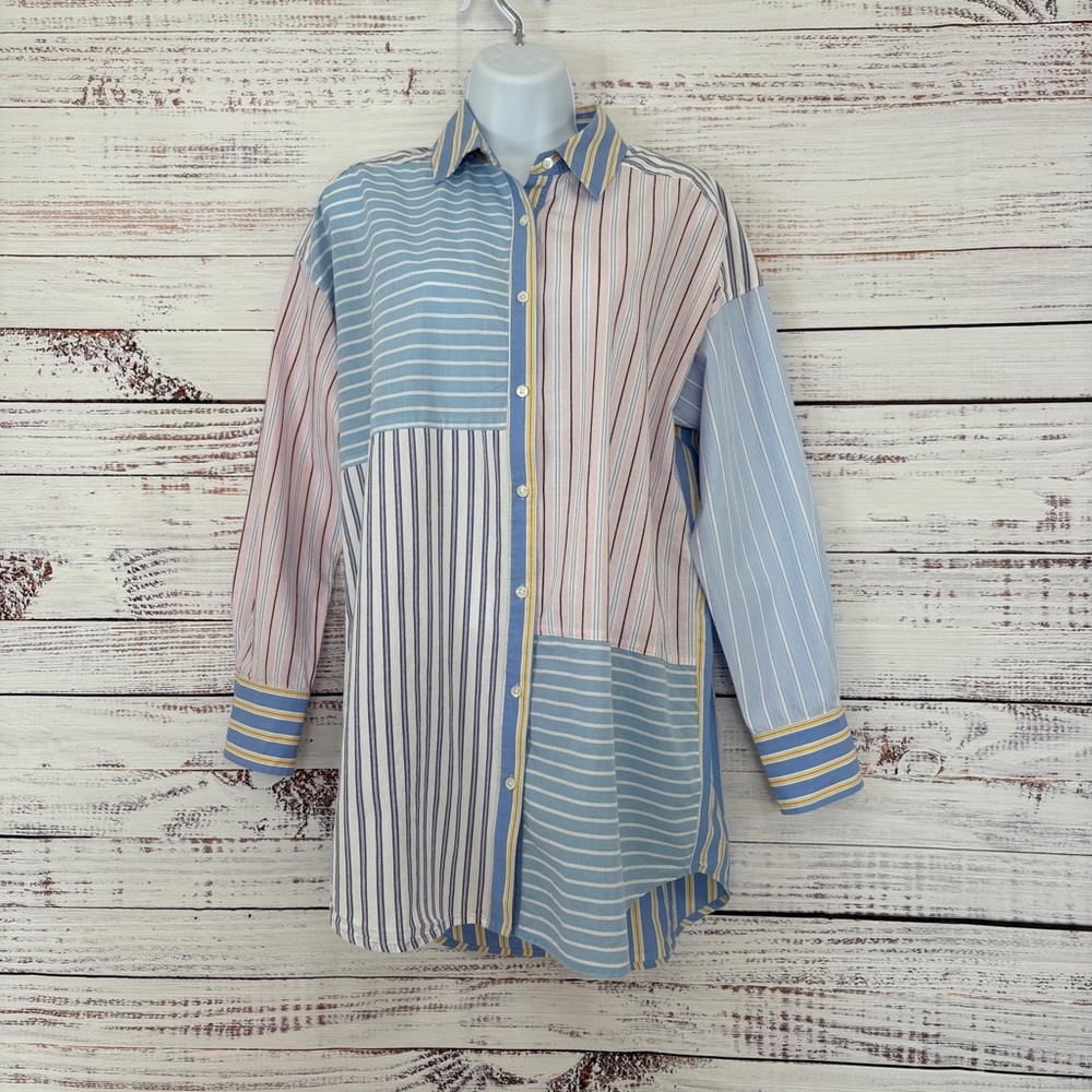 J.McLaughlin Aoife Pastel Stripe Button Front Shirt